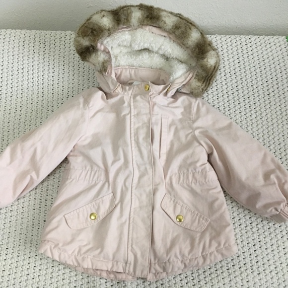 H&M WARM WINTER JACKET SIZE 1 1/2 - 2YR LIGHT PINK/CREAM COLOR - Picture 6 of 8